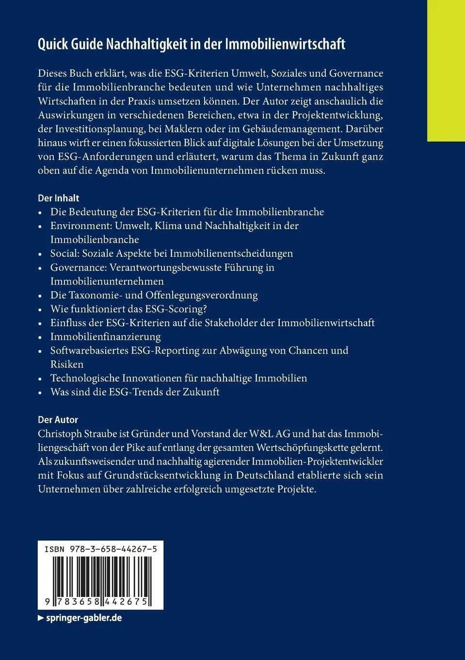Rückseite: 9783658442675 | Quick Guide Nachhaltigkeit in der Immobilienwirtschaft | Straube | xi