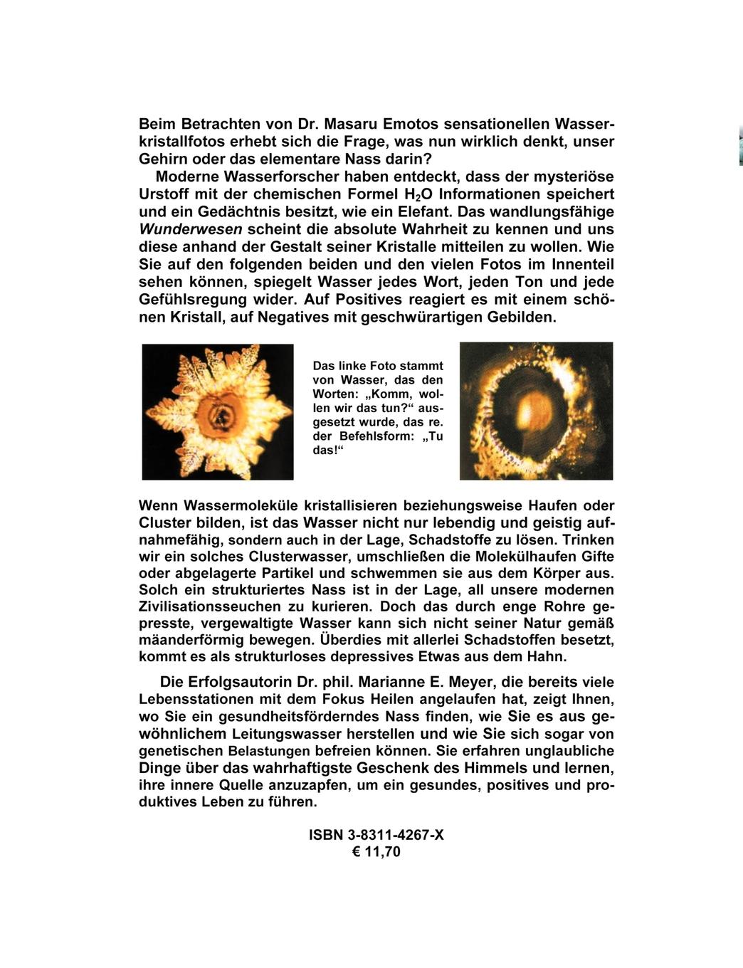 Rückseite: 9783831142675 | Wunderwesen Wasser | Marianne E. Meyer | Taschenbuch | 156 S. | 2002