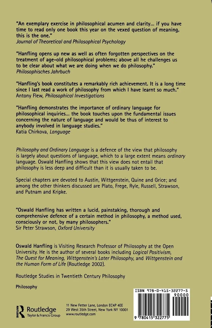 Rückseite: 9780415322775 | Philosophy and Ordinary Language | The Bent and Genius of our Tongue
