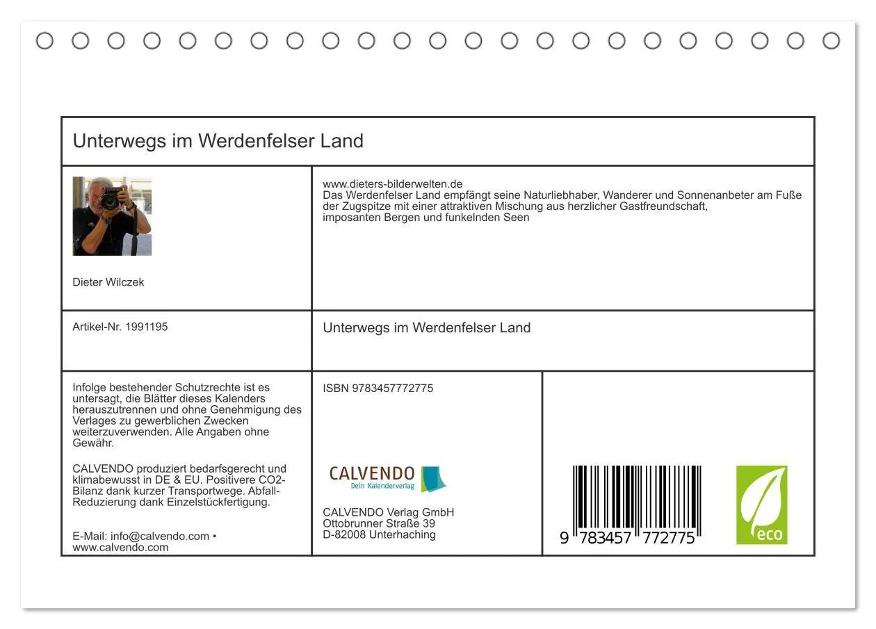 Bild: 9783457772775 | Unterwegs im Werdenfelser Land (Tischkalender 2026 DIN A5 quer),...