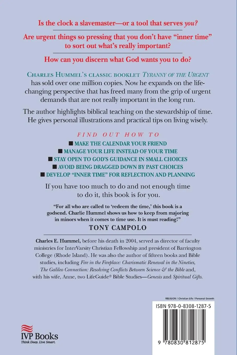 Rückseite: 9780830812875 | Freedom from Tyranny of the Urgent | Charles E. Hummel | Taschenbuch