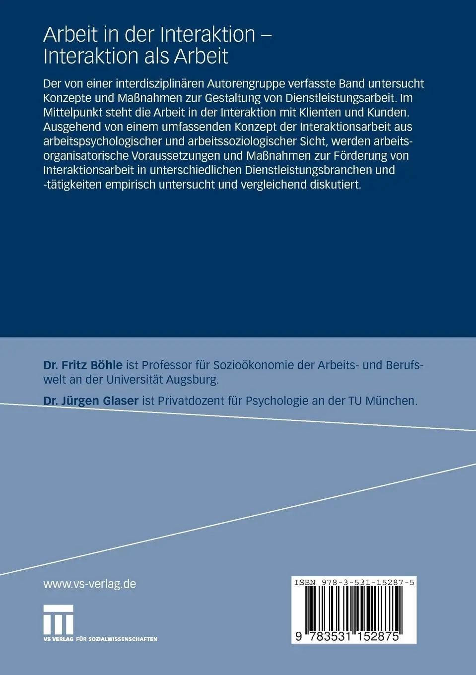 Rückseite: 9783531152875 | Arbeit in der Interaktion - Interaktion als Arbeit | Glaser (u. a.)