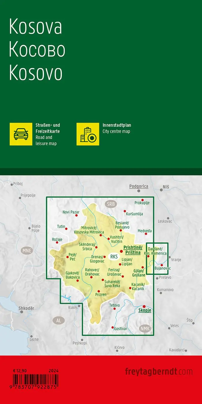 Rückseite: 9783707922875 | freytag &amp; berndt Straßenkarte Kosovo 1:150.000 | Freytag &amp; Berndt