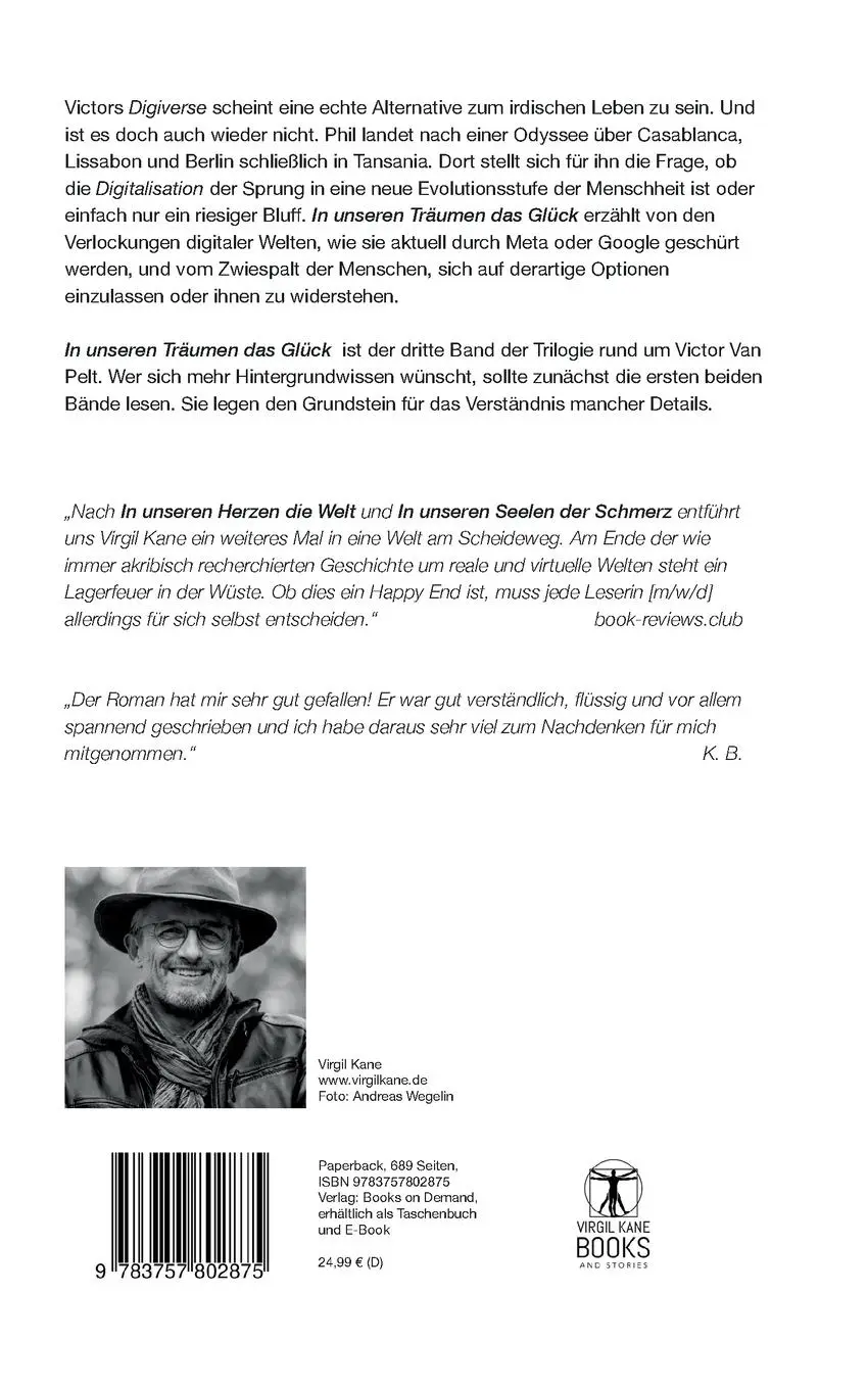 Rückseite: 9783757802875 | In unseren Träumen das Glück | Die Tansania Tagebücher | Virgil Kane