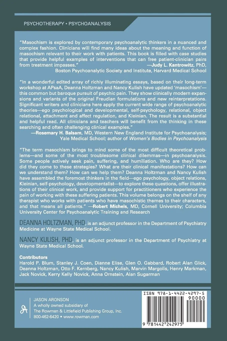 Rückseite: 9781442242975 | The Clinical Problem of Masochism | Deanna Holtzman (u. a.) | Buch