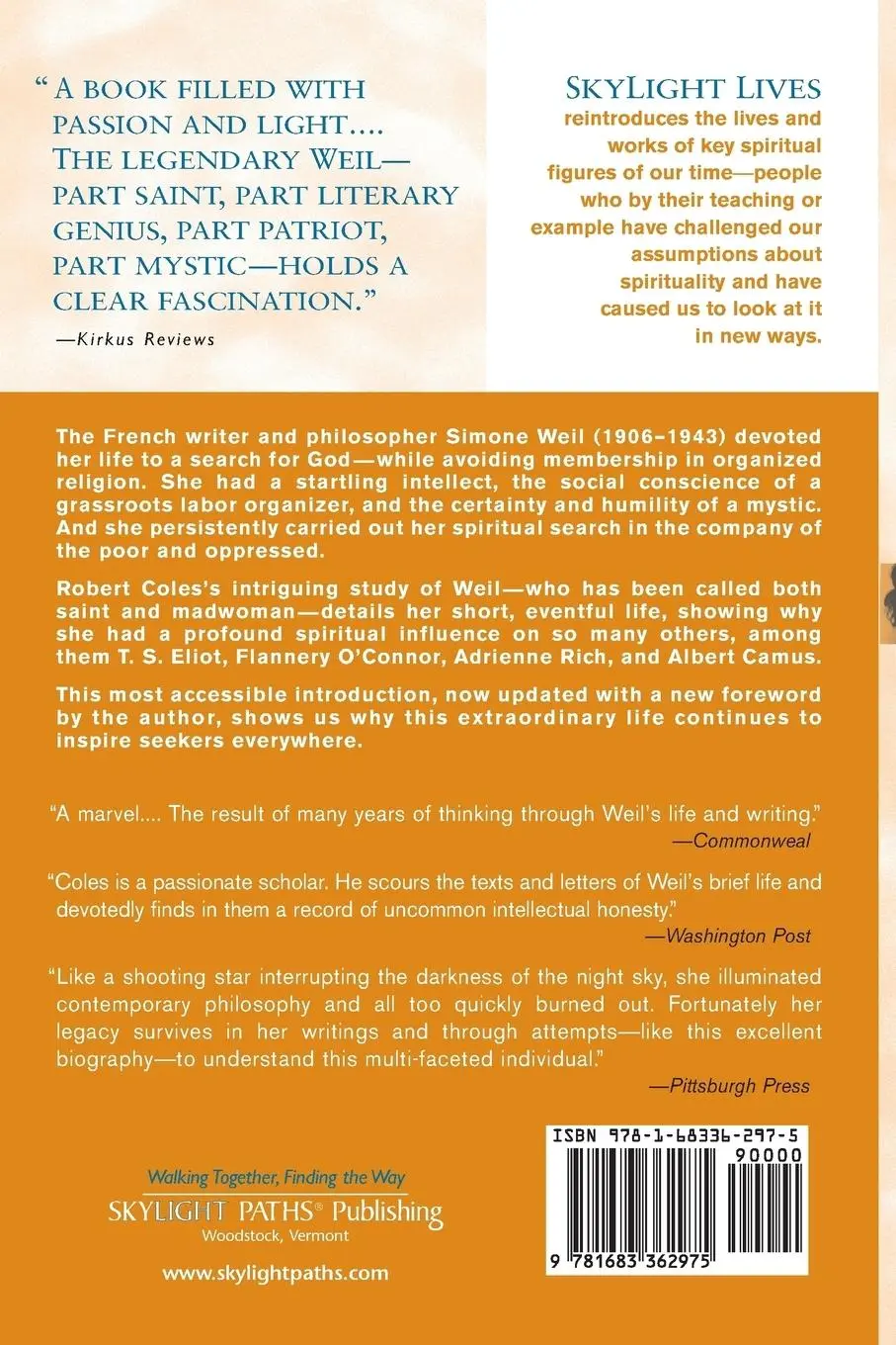 Rückseite: 9781683362975 | Simone Weil | A Modern Pilgrimage | Robert Coles | Taschenbuch | 2001
