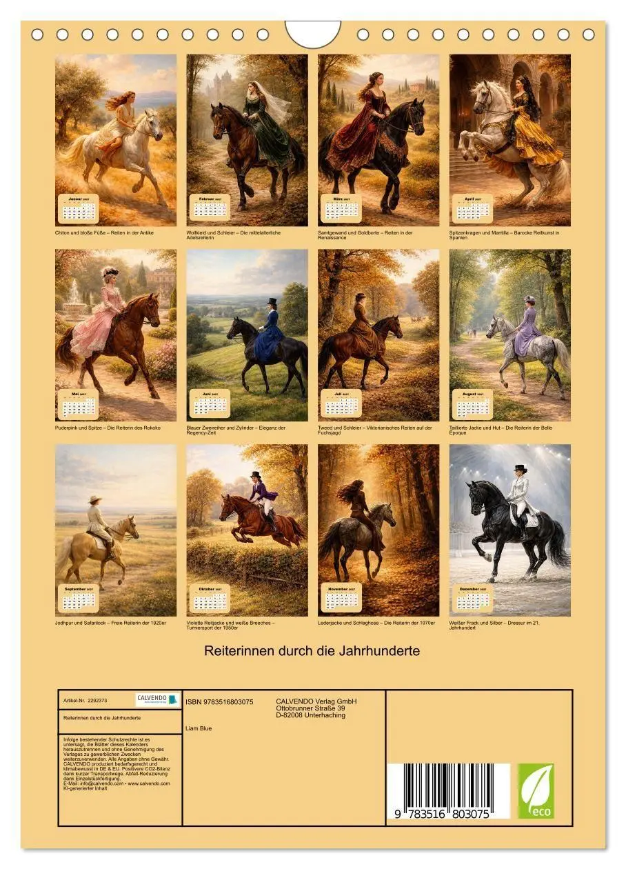 Bild: 9783516803075 | Reiterinnen durch die Jahrhunderte (Wandkalender 2027 DIN A4 hoch),...