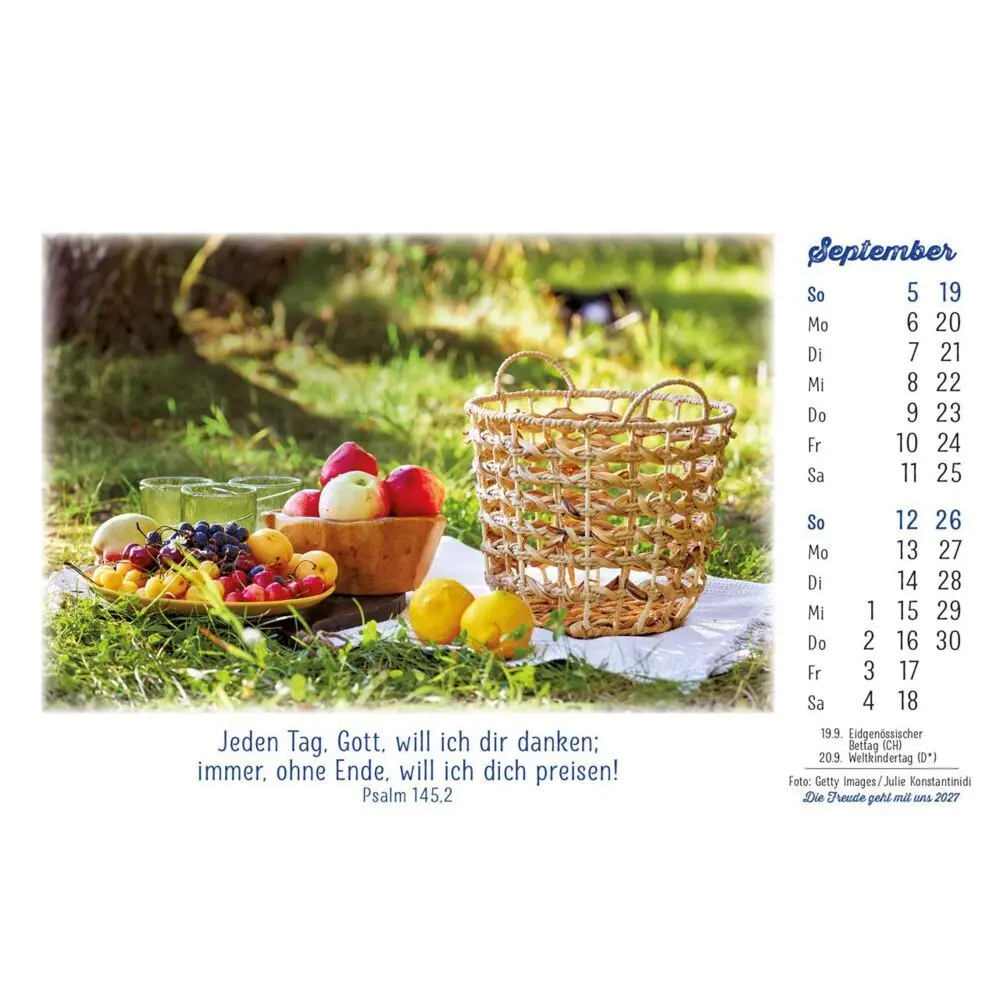 Bild: 9783754883075 | Die Freude geht mit uns 2027 | Kalender mit Farbfotos und Psalmworten
