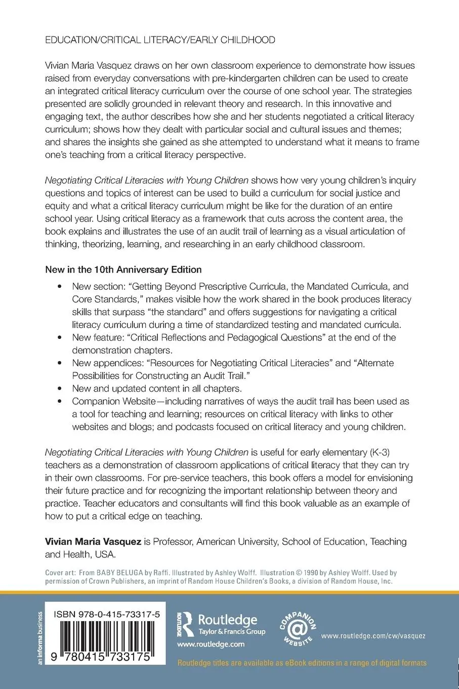 Rückseite: 9780415733175 | Negotiating Critical Literacies with Young Children | Vasquez | Buch
