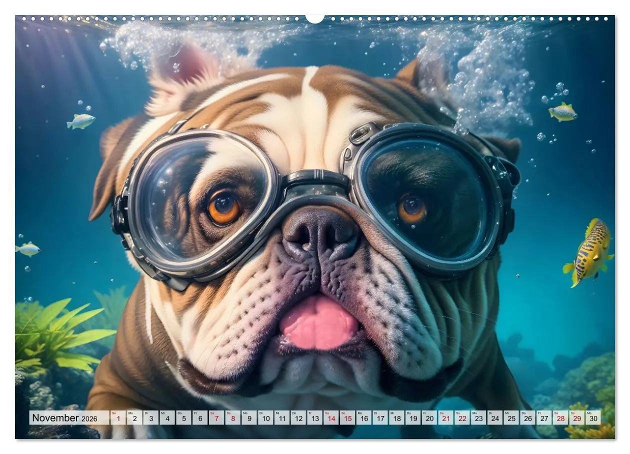 Bild: 9783457493175 | Hunde abgetaucht (hochwertiger Premium Wandkalender 2026 DIN A2...
