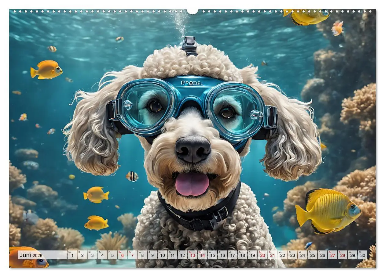 Bild: 9783457493175 | Hunde abgetaucht (hochwertiger Premium Wandkalender 2026 DIN A2...