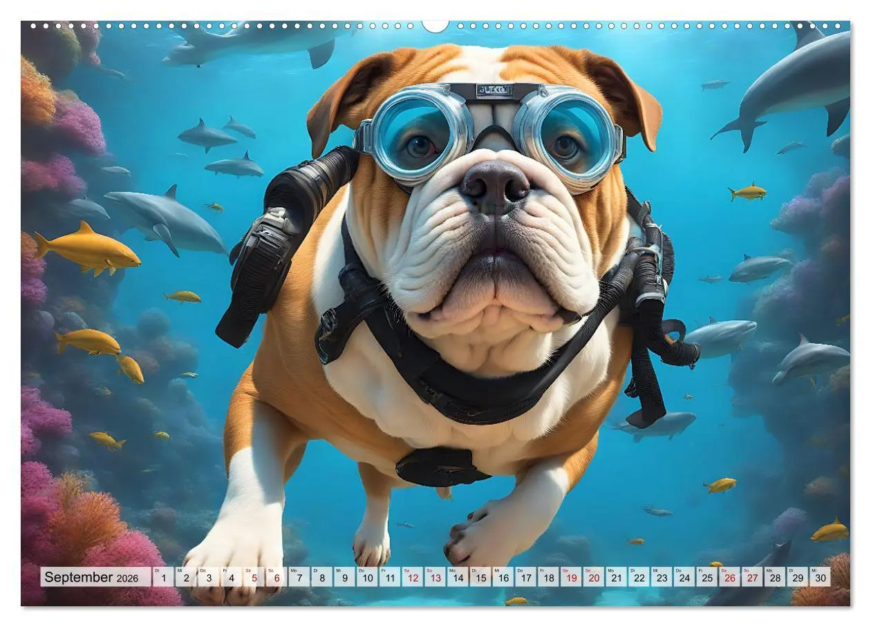 Bild: 9783457493175 | Hunde abgetaucht (hochwertiger Premium Wandkalender 2026 DIN A2...