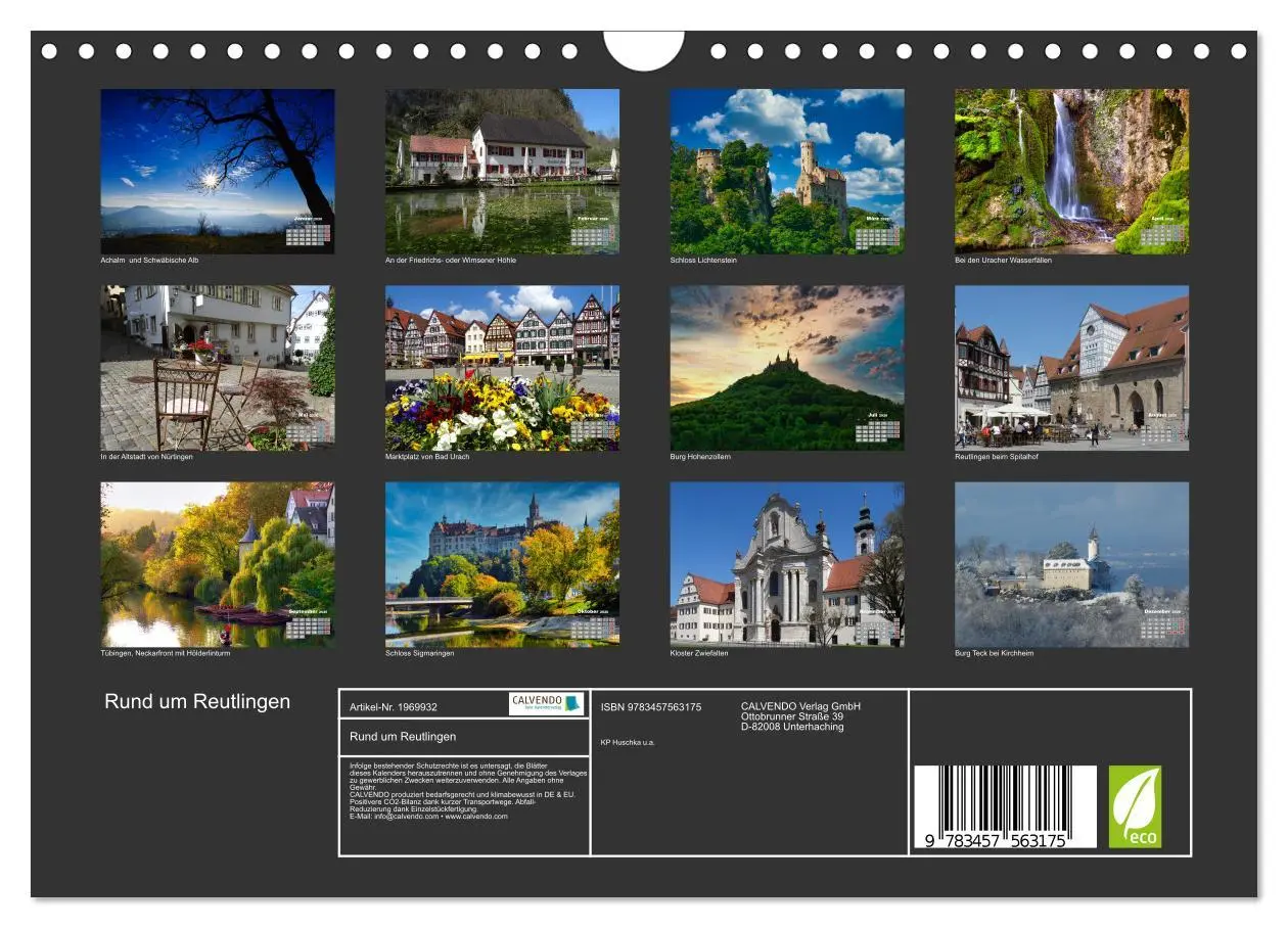 Bild: 9783457563175 | Rund um Reutlingen (Wandkalender 2026 DIN A4 quer), CALVENDO...