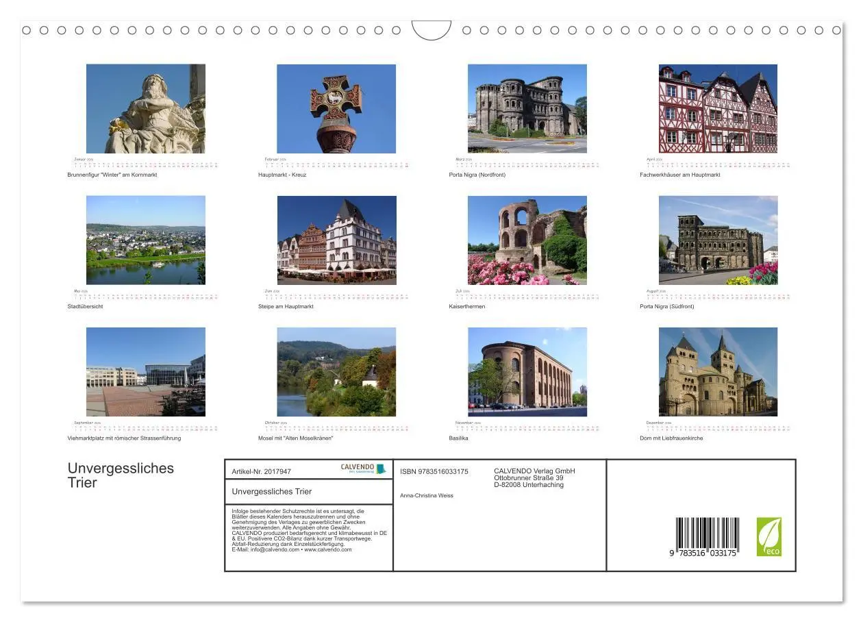 Bild: 9783516033175 | Unvergessliches Trier (Wandkalender 2026 DIN A3 quer), CALVENDO...