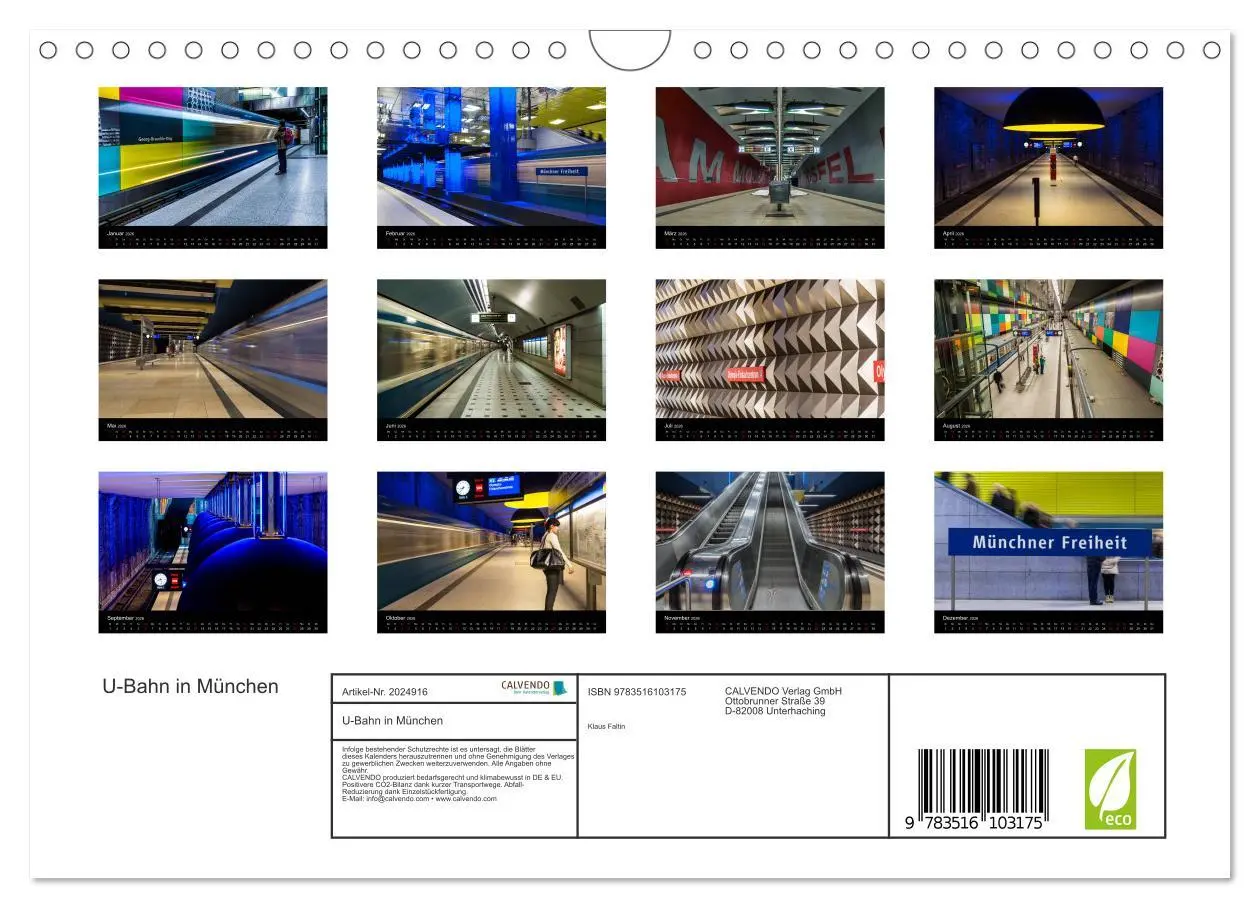 Bild: 9783516103175 | U-Bahn in München (Wandkalender 2026 DIN A4 quer), CALVENDO...