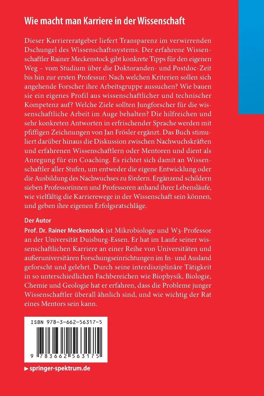 Rückseite: 9783662563175 | Wie macht man Karriere in der Wissenschaft | Rainer Meckenstock | Buch