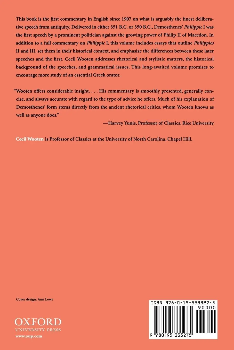 Rückseite: 9780195333275 | A Commentary on Demosthenes' Philippic I | Cecil Wooten | Taschenbuch
