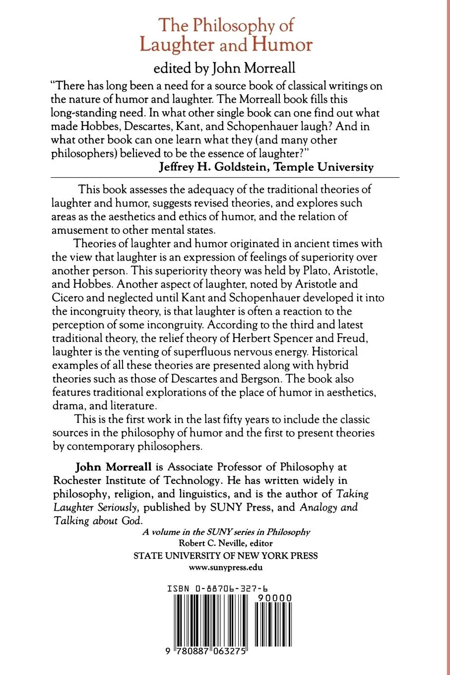 Rückseite: 9780887063275 | The Philosophy of Laughter and Humor | John Morreall | Taschenbuch