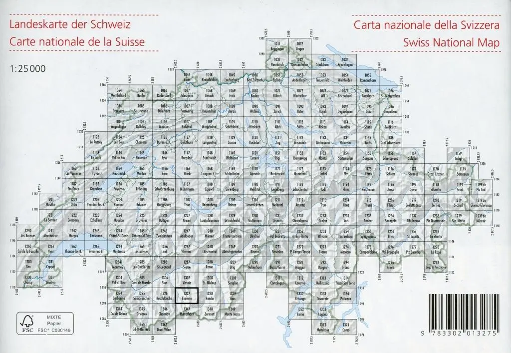 Bild: 9783302013275 | Swisstopo 1 : 25 000 Evolène | (Land-)Karte | Swisstopo 1 : 25 000