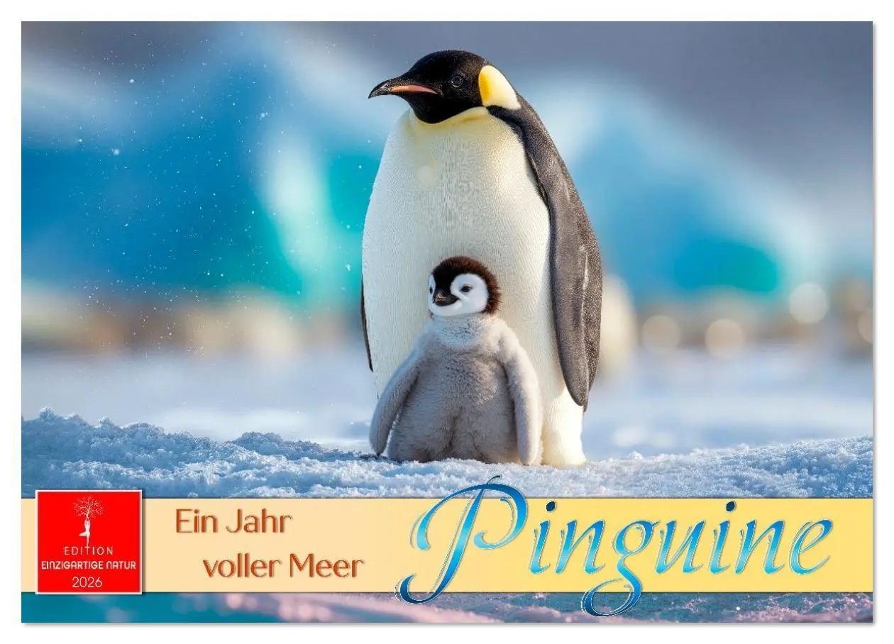 Cover: 9783516643275 | Pinguine - ein Jahr voller Meer (Wandkalender 2026 DIN A4 quer),...