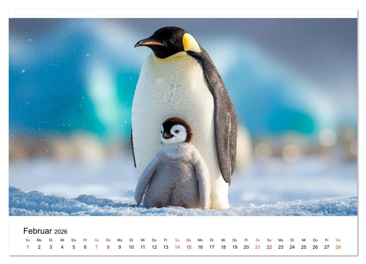 Bild: 9783516643275 | Pinguine - ein Jahr voller Meer (Wandkalender 2026 DIN A4 quer),...