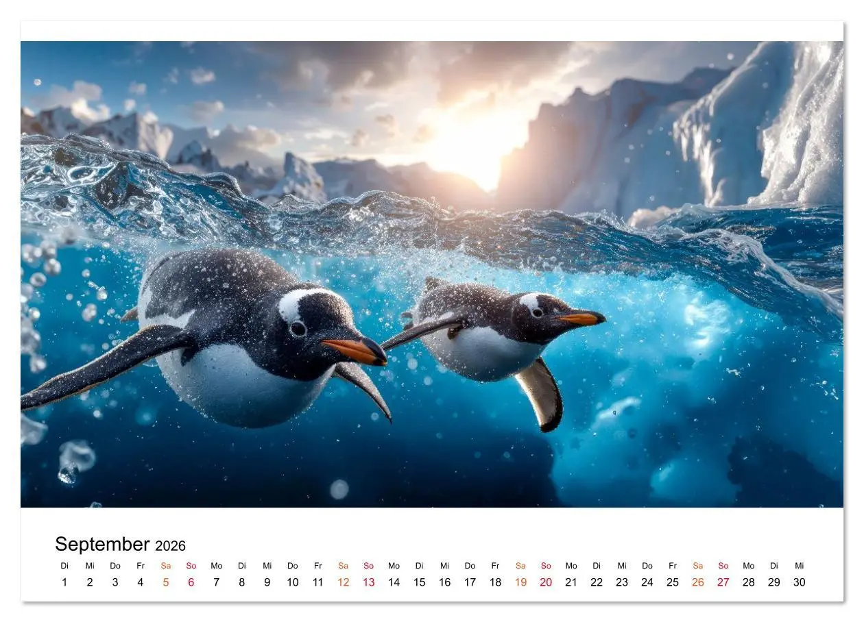Bild: 9783516643275 | Pinguine - ein Jahr voller Meer (Wandkalender 2026 DIN A4 quer),...