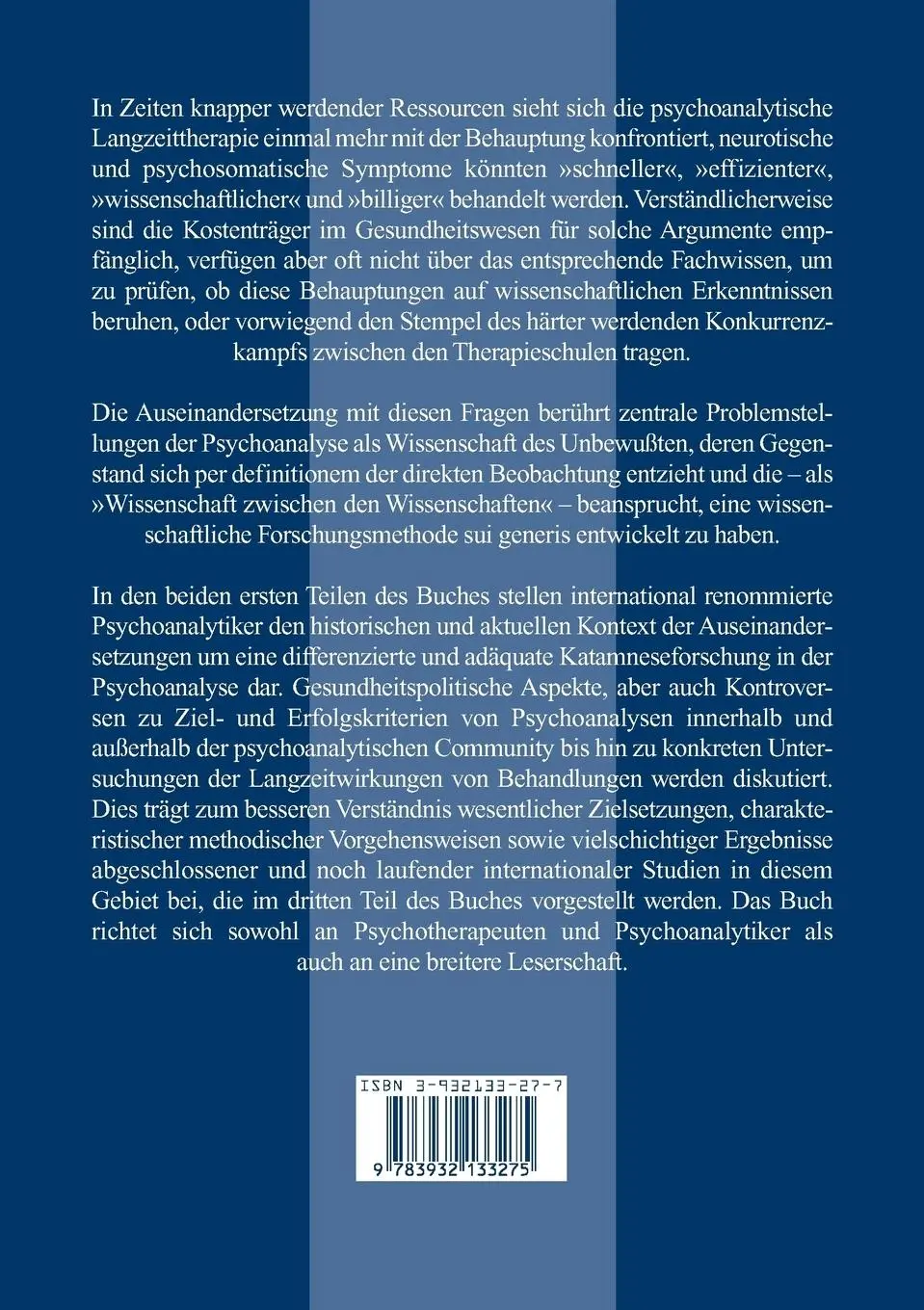 Rückseite: 9783932133275 | Psychoanalysen im Rückblick | Marianne Leuzinger-Bohleber (u. a.)