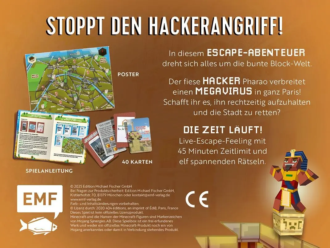 Rückseite: 4260478343375 | Die Escape-Box für Minecraft-Fans: Stoppt den Hackerangriff! | Spiel