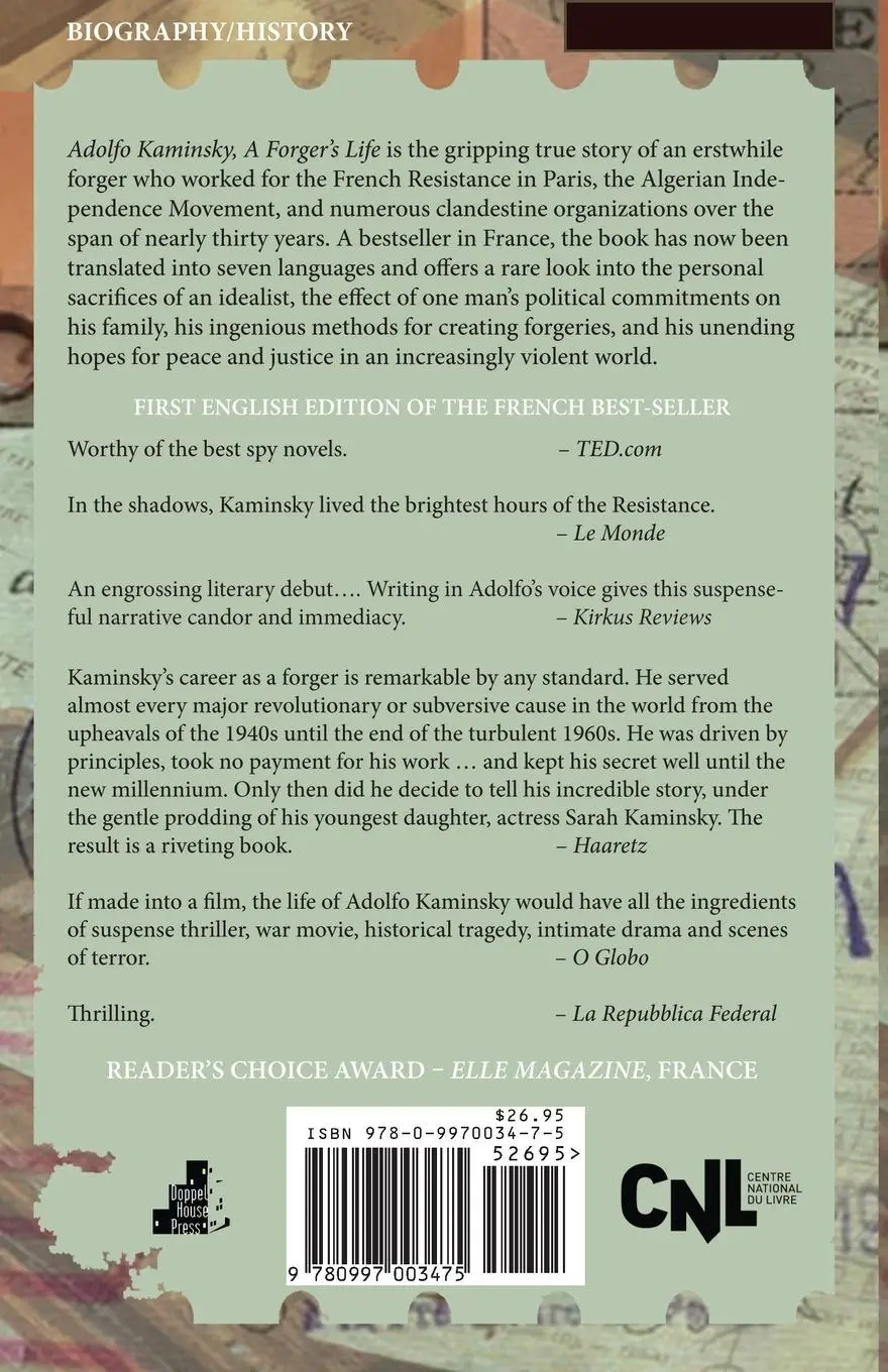 Rückseite: 9780997003475 | Adolfo Kaminsky | A Forger's Life | Sarah Kaminsky | Taschenbuch