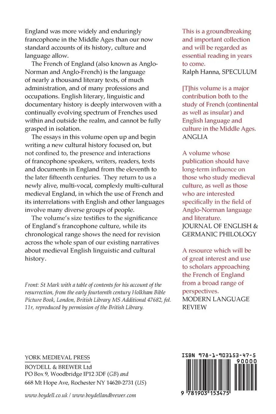 Rückseite: 9781903153475 | Language and Culture in Medieval Britain | Jocelyn Wogan-Browne | Buch
