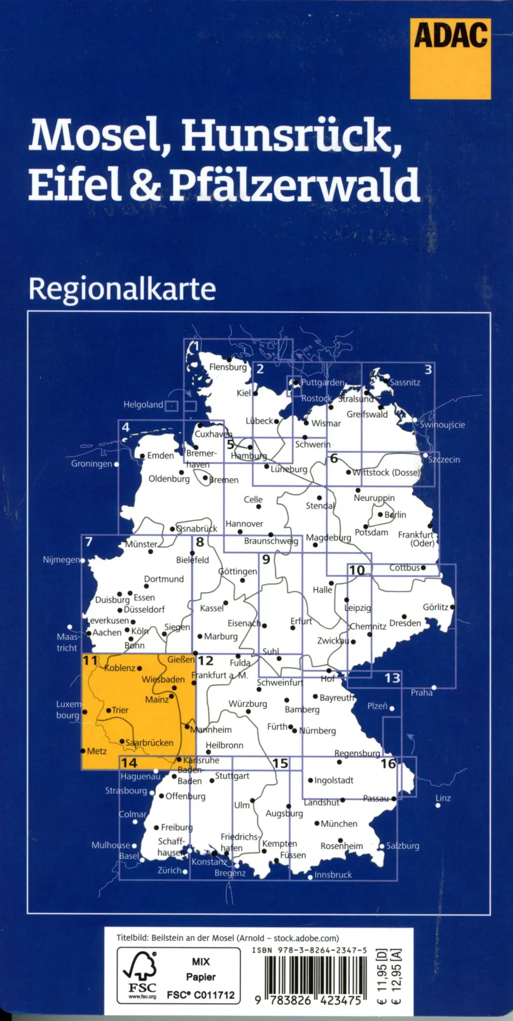 Bild: 9783826423475 | ADAC Regionalkarte 11 Mosel, Eifel, Hunsrück, Pfälzerwald 1:150.000