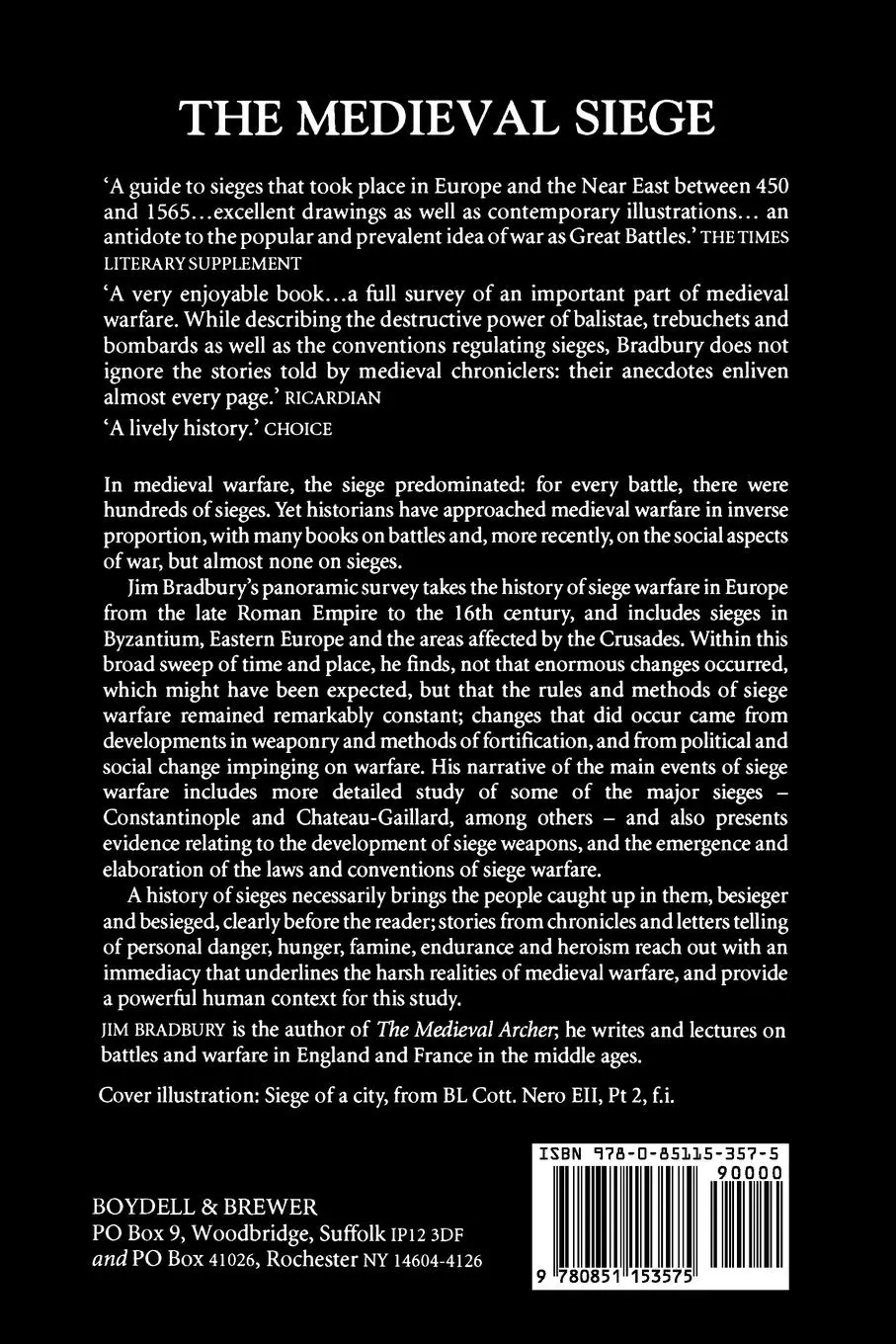 Rückseite: 9780851153575 | The Medieval Siege | Jim Bradbury | Taschenbuch | Englisch | 1992