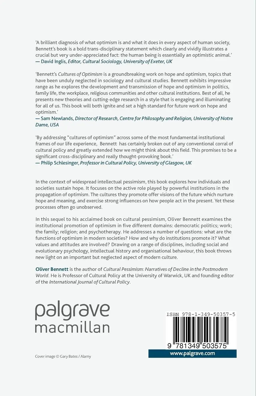 Rückseite: 9781349503575 | Cultures of Optimism | The Institutional Promotion of Hope | Bennett