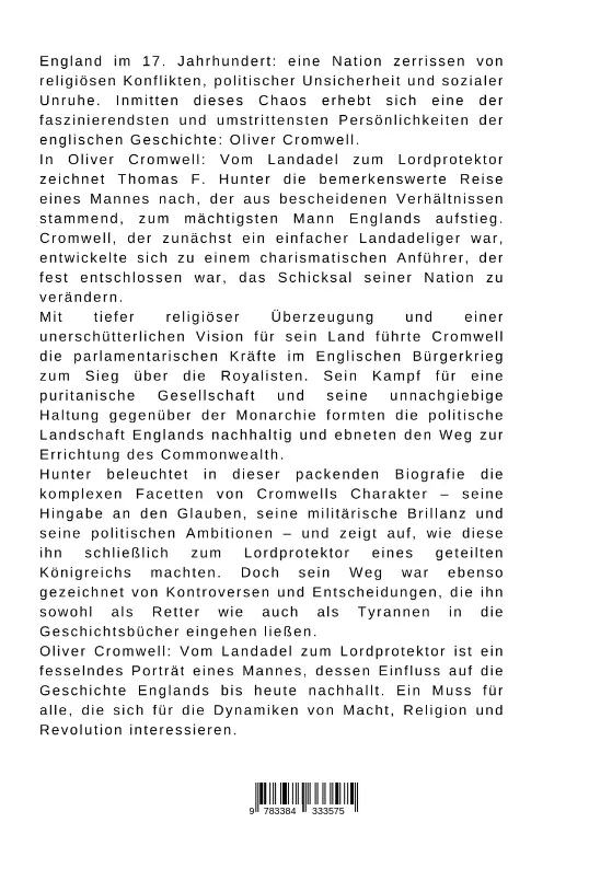Bild: 9783384333575 | Oliver Cromwell: Vom Landadel zum Lordprotektor | Thomas F. Hunter
