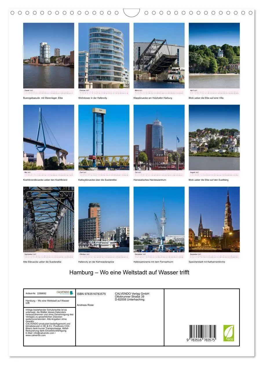 Bild: 9783516783575 | Hamburg - Wo eine Weltstadt auf Wasser trifft (Wandkalender 2027...