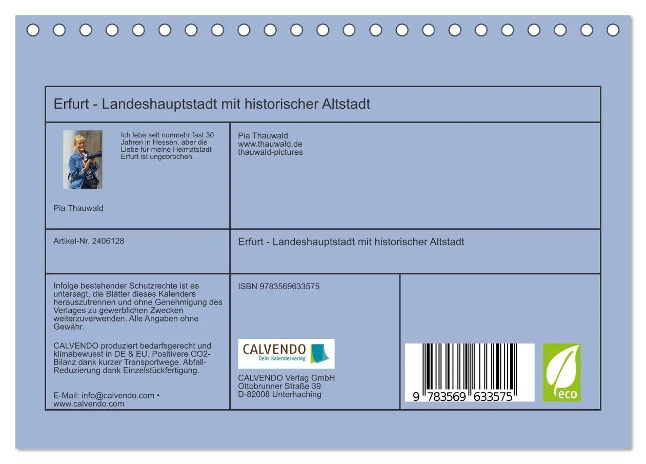 Bild: 9783569633575 | Erfurt - Landeshauptstadt mit historischer Altstadt (Tischkalender...