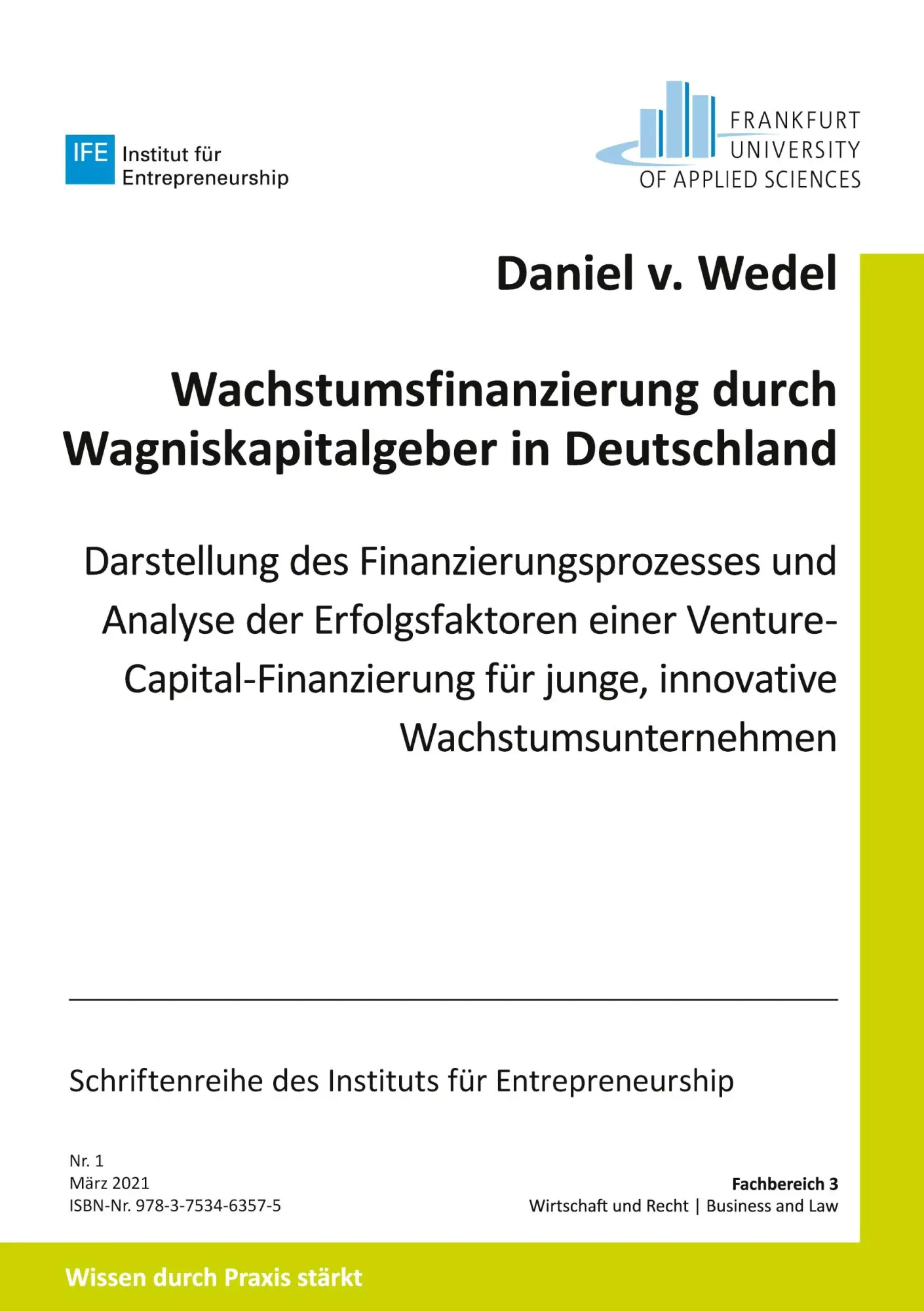 Cover: 9783753463575 | Wachstumsfinanzierung durch Wagniskapitalgeber in Deutschland | Wedel