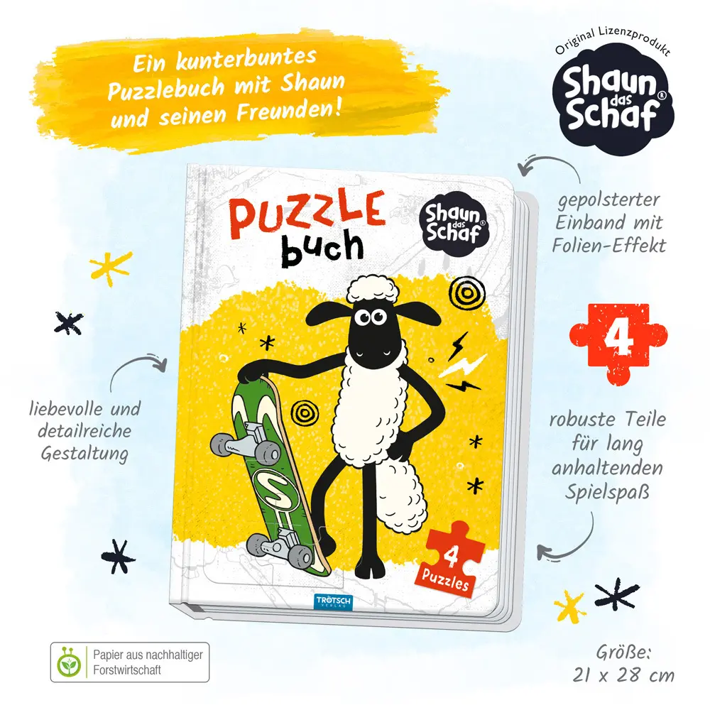 Rückseite: 9783988023575 | Trötsch Shaun das Schaf Puzzlebuch | Trötsch Verlag GmbH &amp; Co. KG