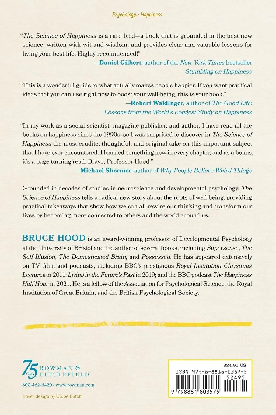 Rückseite: 9798881803575 | Science of Happiness | Seven Lessons for Living Well | Bruce Hood