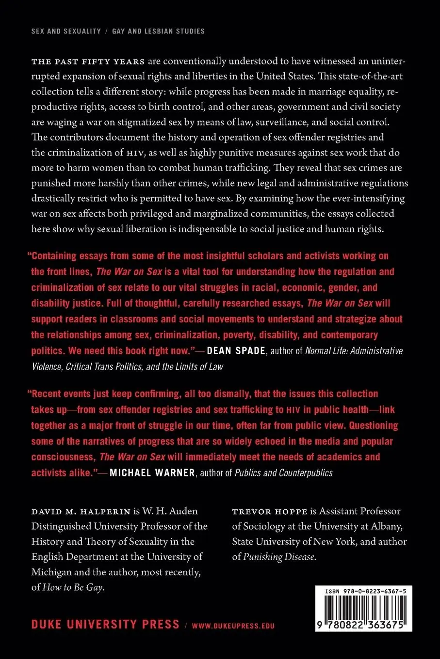 Rückseite: 9780822363675 | The War on Sex | David M. Halperin | Taschenbuch | Englisch | 2017