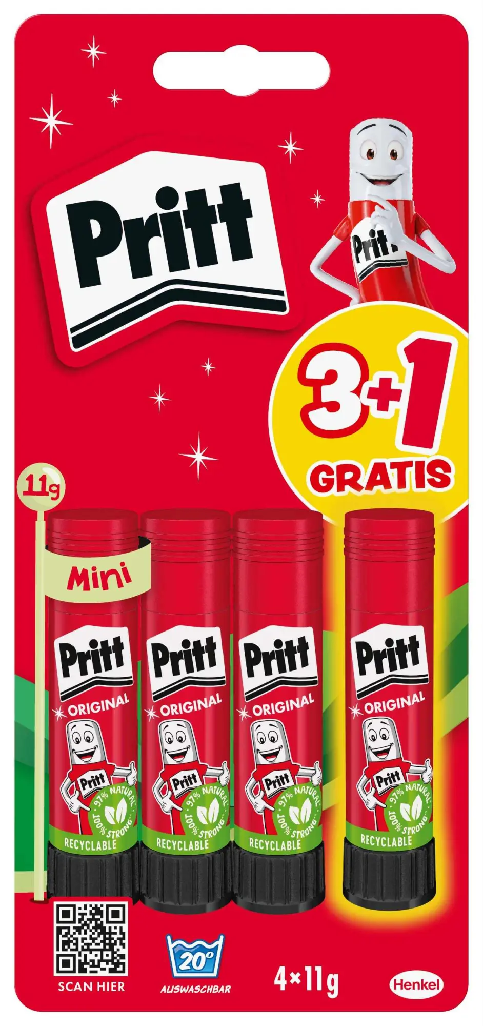 Cover: 4057278014075 | Pritt Original Klebestifte, 222g, 25% gratis, Blisterkarte | 9H PBS6B