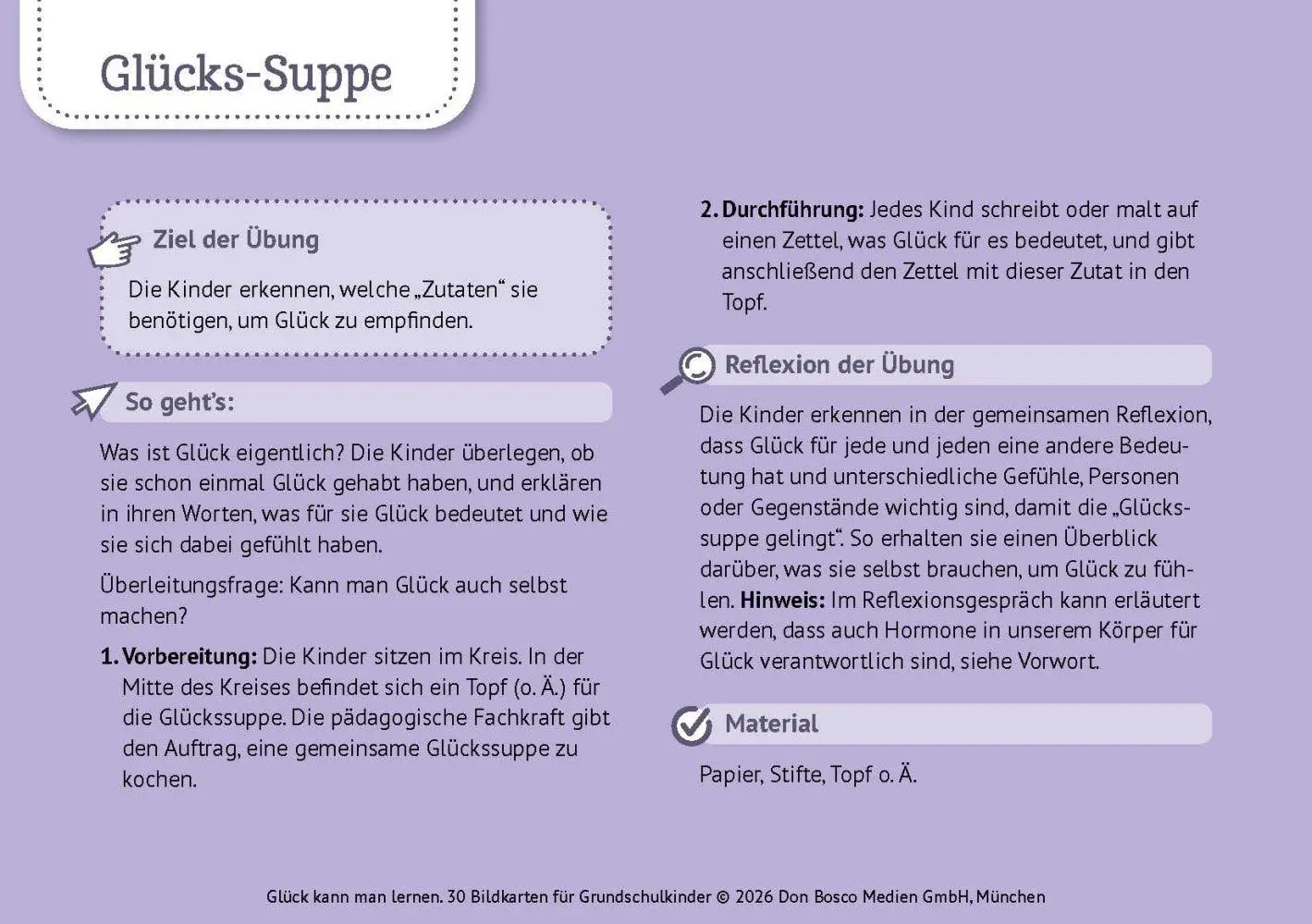 Bild: 4260694924075 | Glück kann man lernen. 30 Bildkarten für Grundschulkinder | Box | 2026
