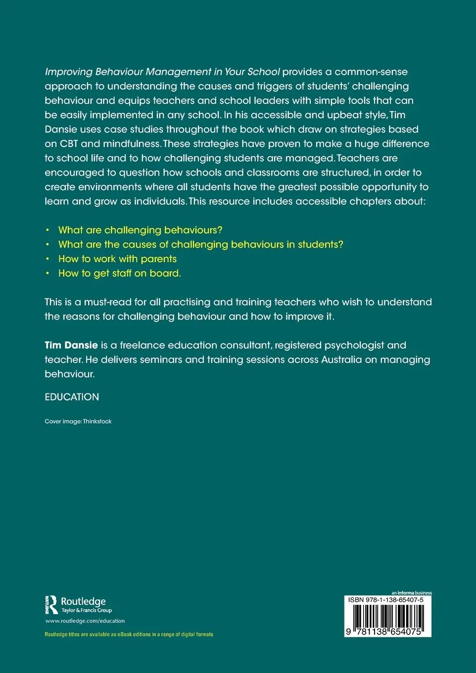 Rückseite: 9781138654075 | Improving Behaviour Management in Your School | Tim Dansie | Buch