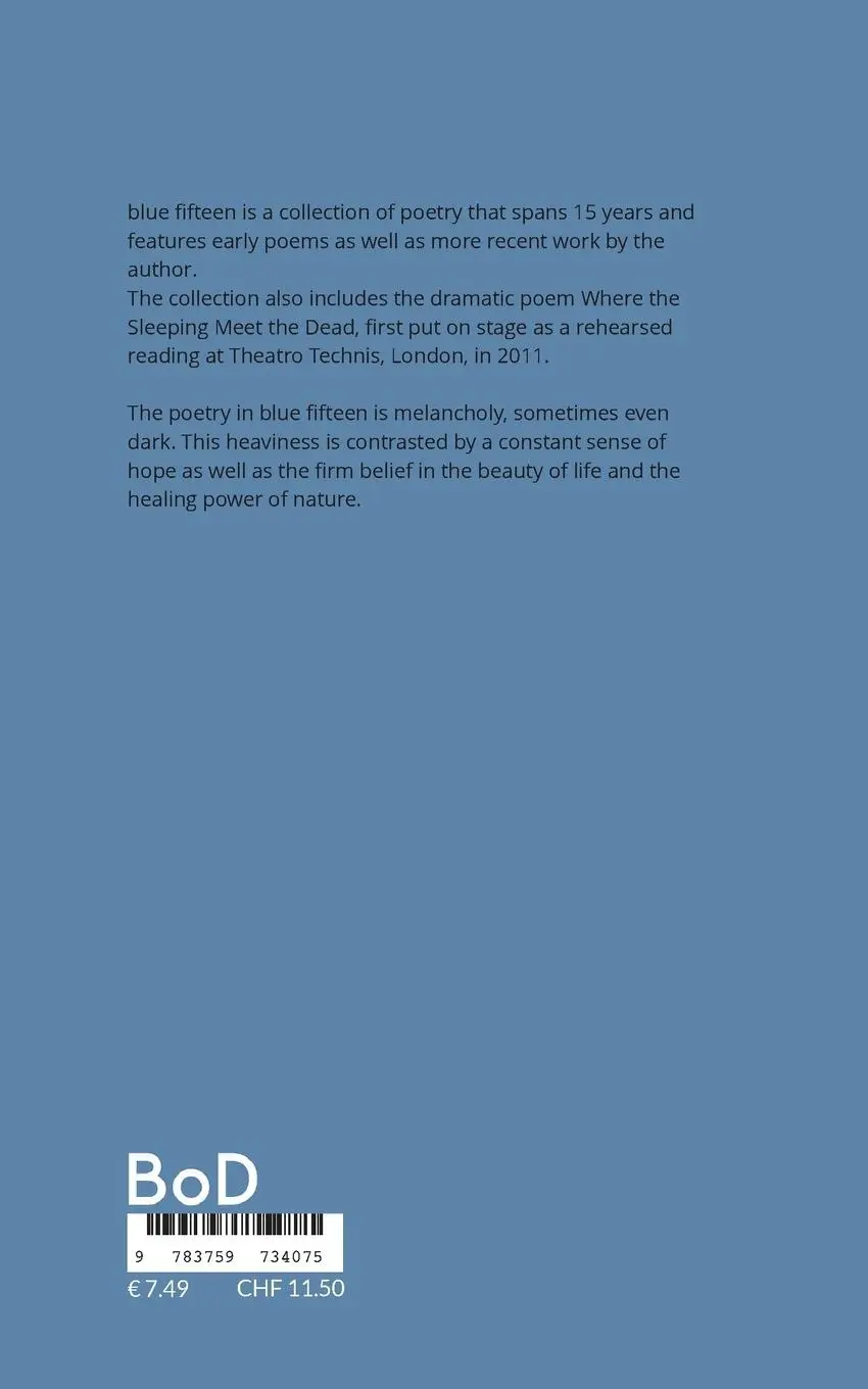 Rückseite: 9783759734075 | blue fifteen | poetry pieces | Jenny Seibicke | Taschenbuch | Englisch