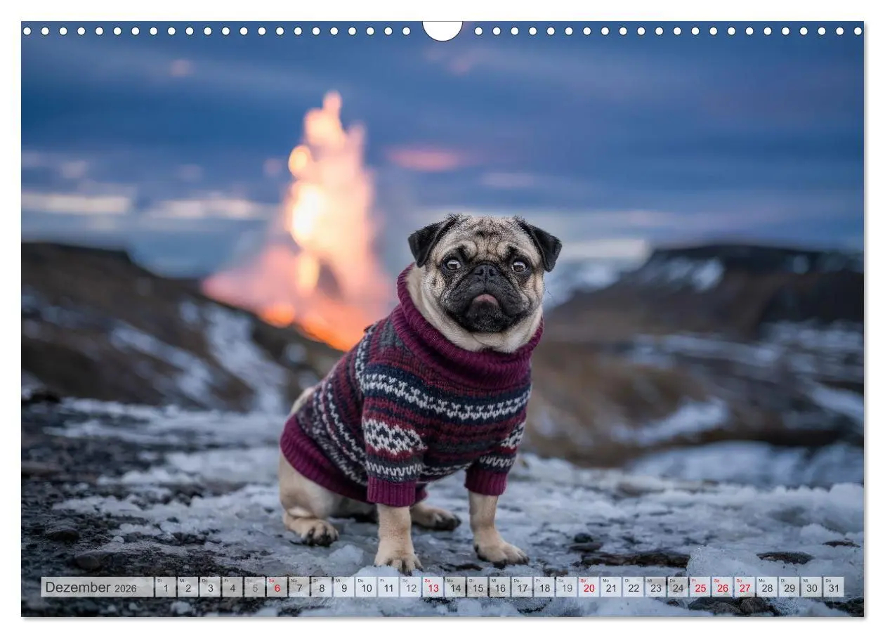 Bild: 9783516164275 | Eine Mopsige Weltreise (Wandkalender 2026 DIN A3 quer), CALVENDO...