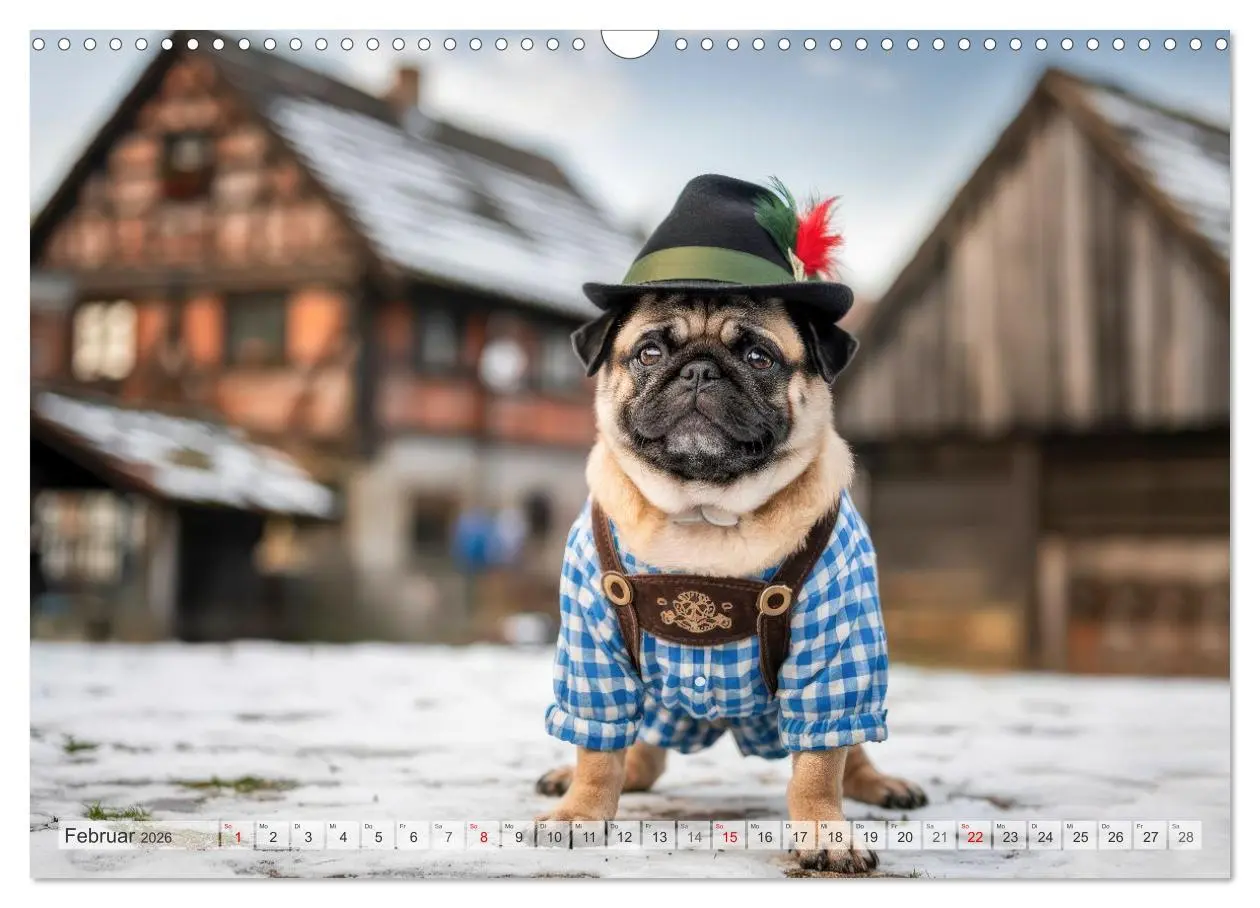 Bild: 9783516164275 | Eine Mopsige Weltreise (Wandkalender 2026 DIN A3 quer), CALVENDO...