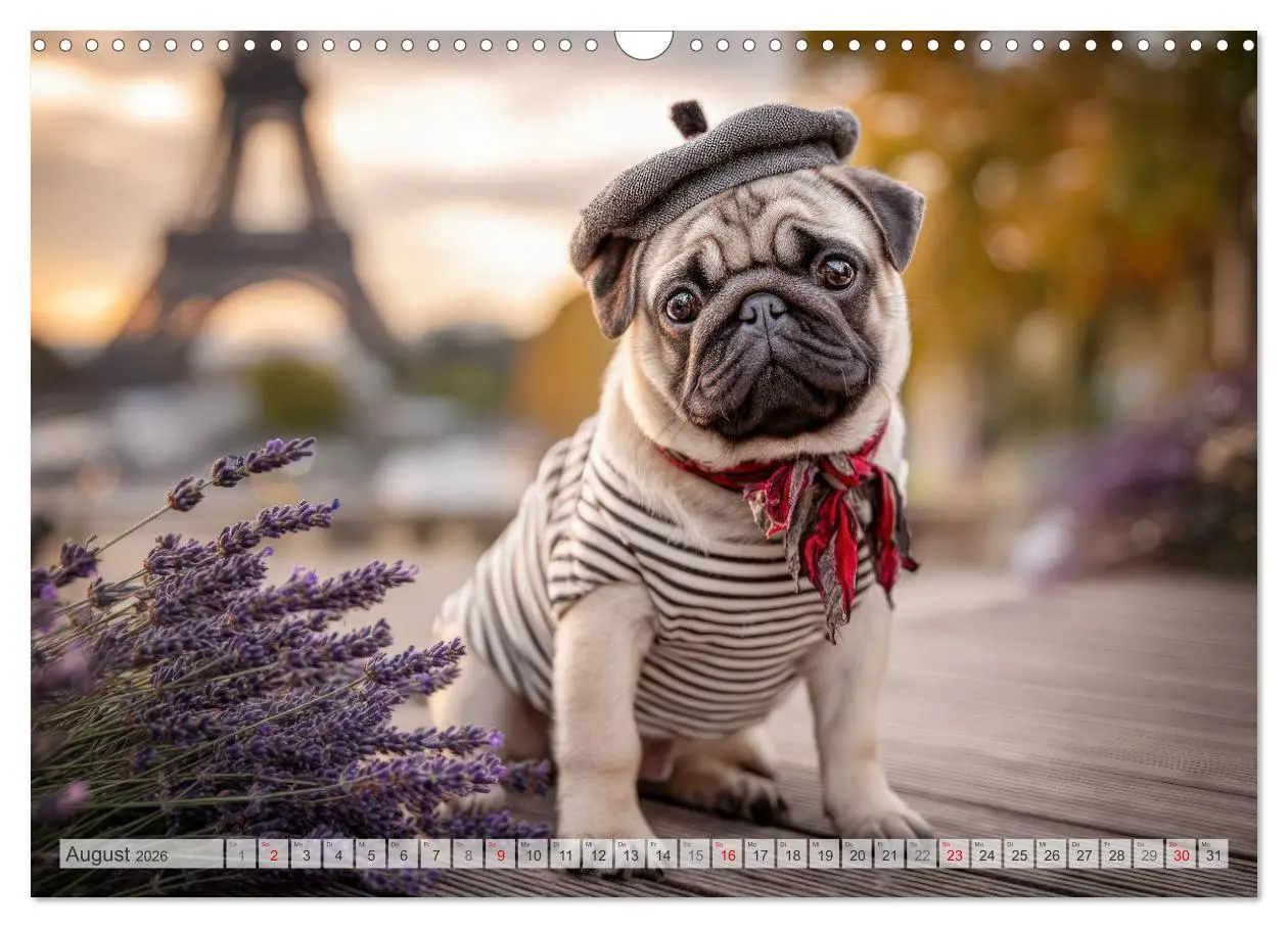 Bild: 9783516164275 | Eine Mopsige Weltreise (Wandkalender 2026 DIN A3 quer), CALVENDO...