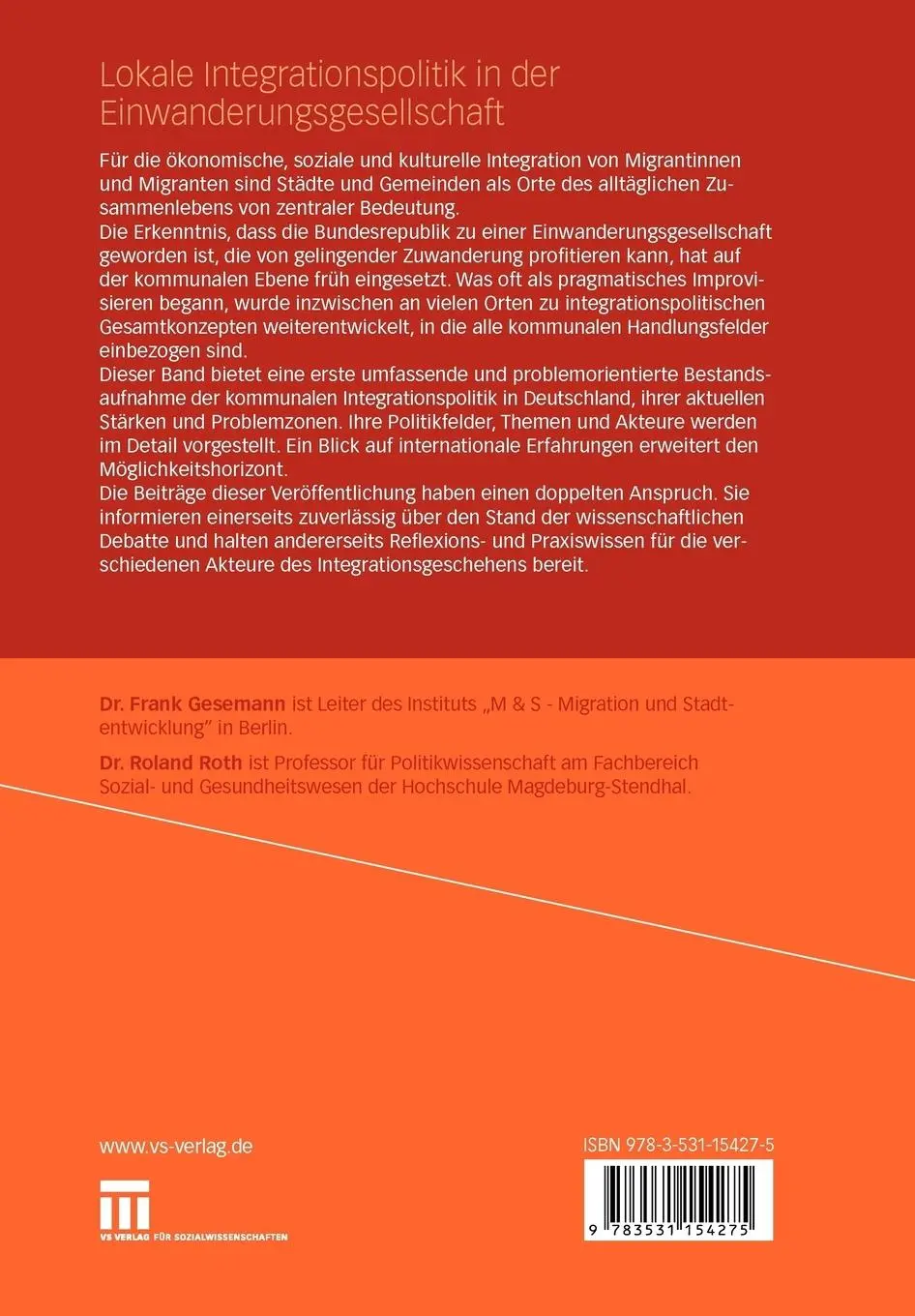 Rückseite: 9783531154275 | Lokale Integrationspolitik in der Einwanderungsgesellschaft | Buch