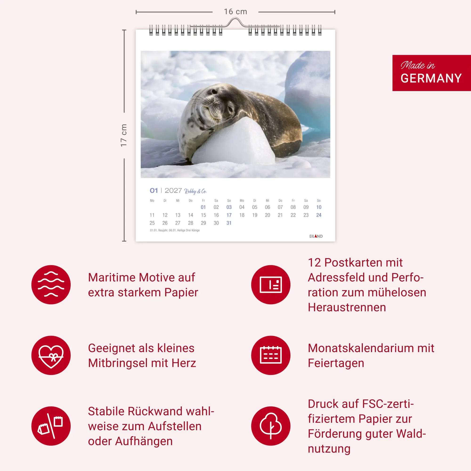 Bild: 9783964024275 | Robby &amp; Co. Postkartenkalender 2027 | Kalender | Spiralbindung | 13 S.
