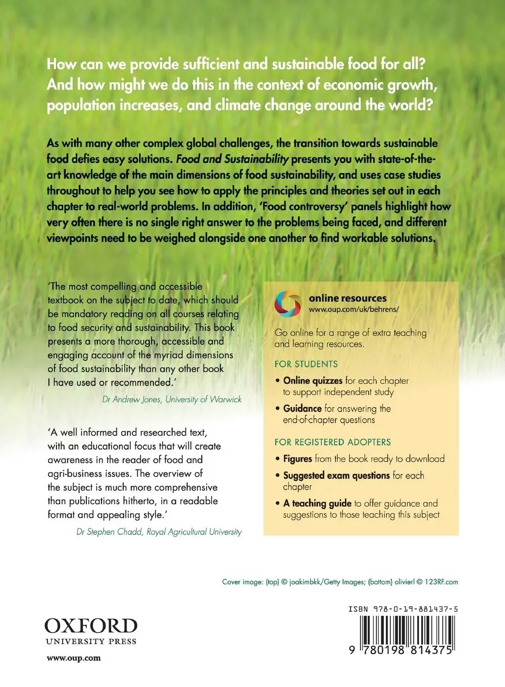Rückseite: 9780198814375 | Food and Sustainability | David Ehrhardt (u. a.) | Taschenbuch | 2020